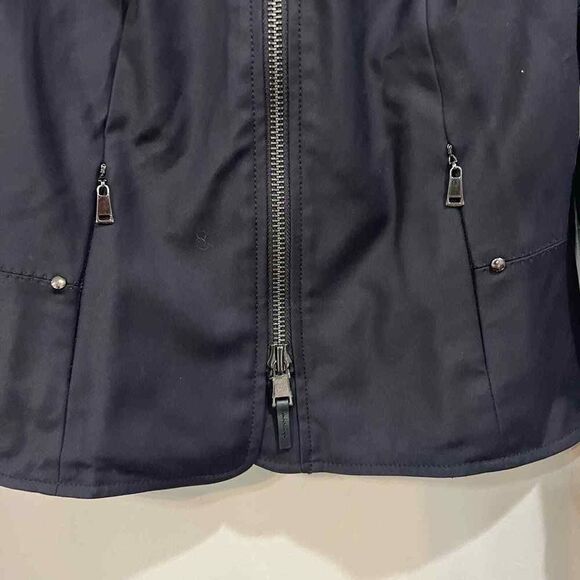 Carlisle black full zip collared fitted sweater moto jacket size 4 - Picture 10 of 12